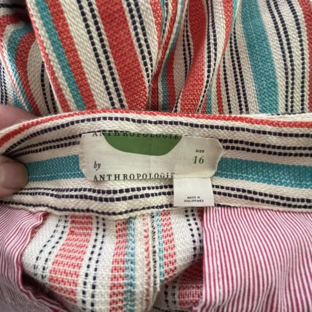 Anthropologie Skirt Mini Side Zip Southwest Aztec‎ Striped Pockets Womens 16